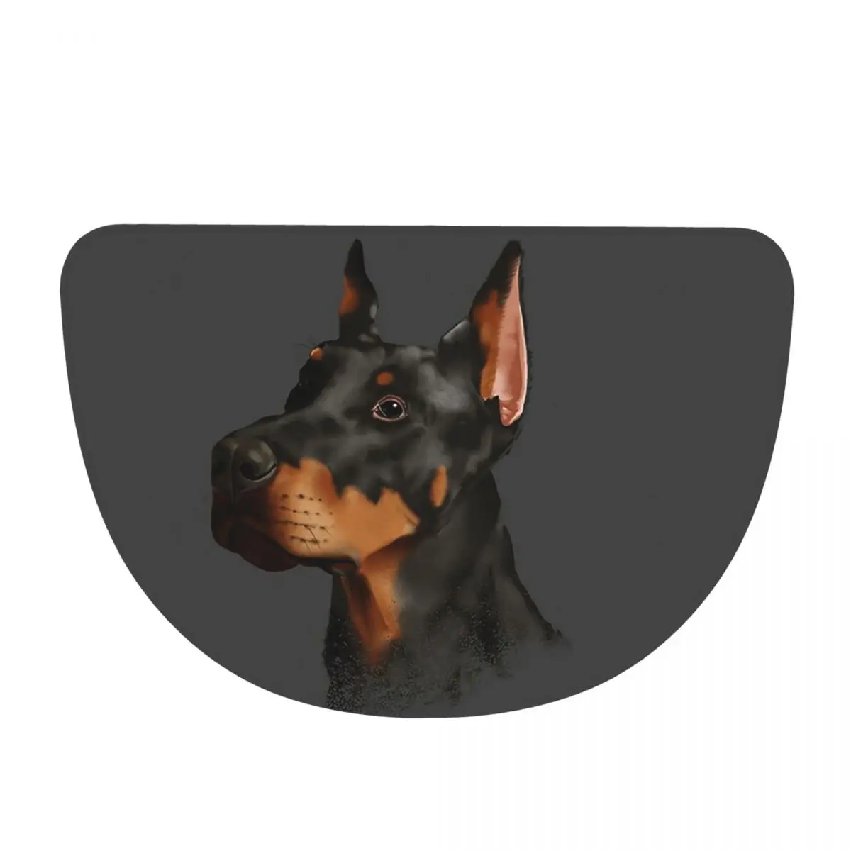 Doberman Dog Canine Portrait Soft Flannel Half Round Doormat Non Slip Bathroom Mat Absorbent Floor Carpet for Garage
