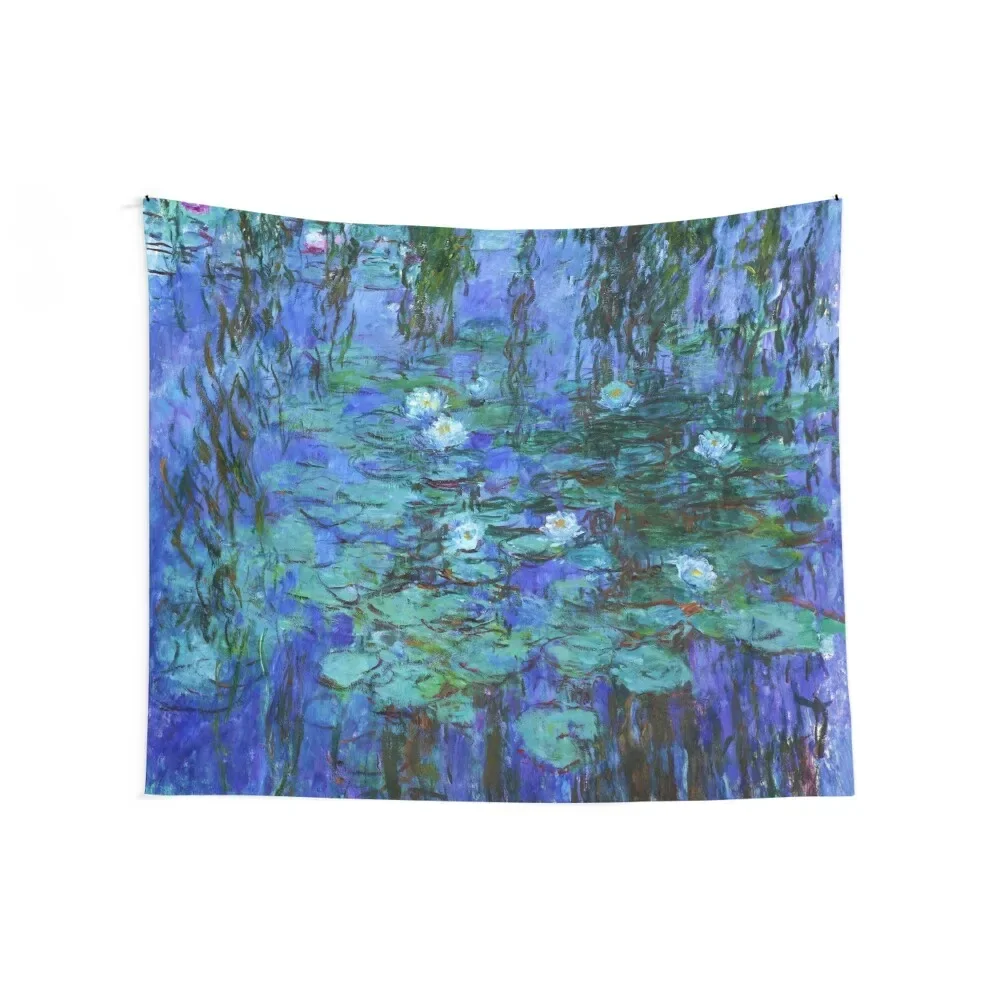 Claude Monet Water lilies - Blue Water lilies (4) Tapestry Wall Mural Art Mural Tapestry