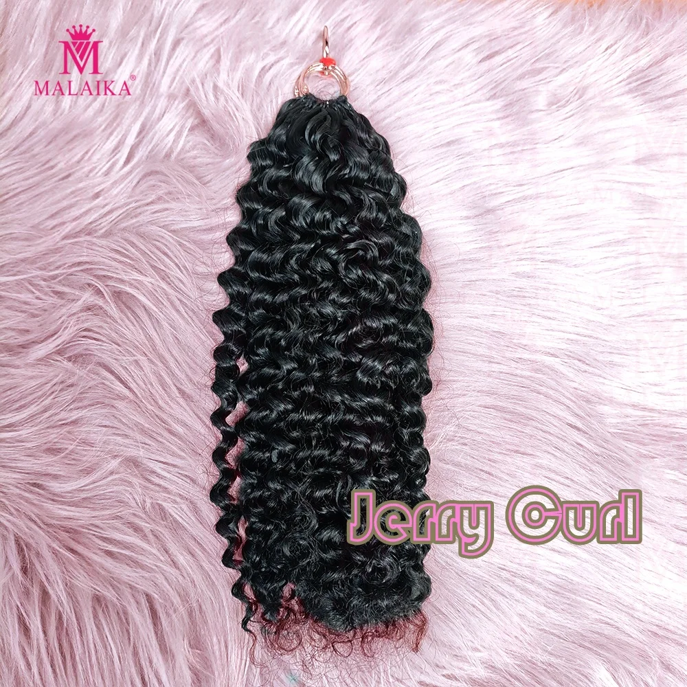 

Джерри вьющиеся вязанные крючком человеческие волосы с предварительной петлей и перьями, пучок человеческих волос для вирусных косичек, 14-20 дюймов, 3 упаковки, полная голова