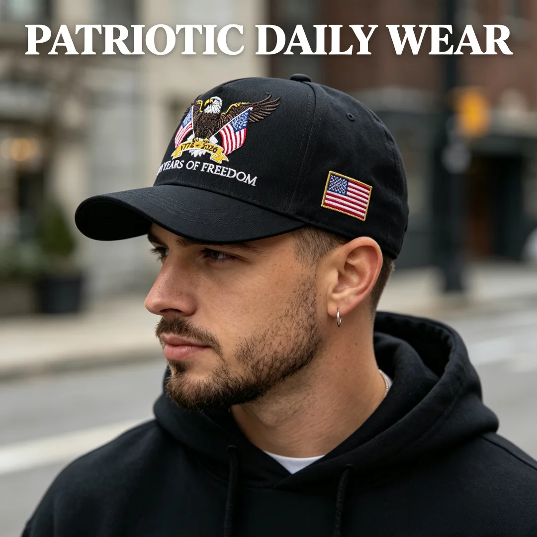ABLECAP 250th Anniversary USA Hat Embroidered Patriotic Baseball Cap 1776-2026 Independence Day Cap Adjustable Hat for Men Women