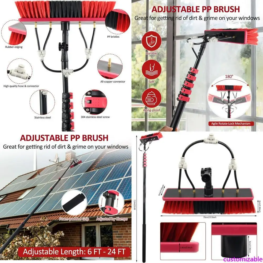 

Aluminum Telescopic Pole Kit for Window Cleaning with Extendable Water Fed Brush