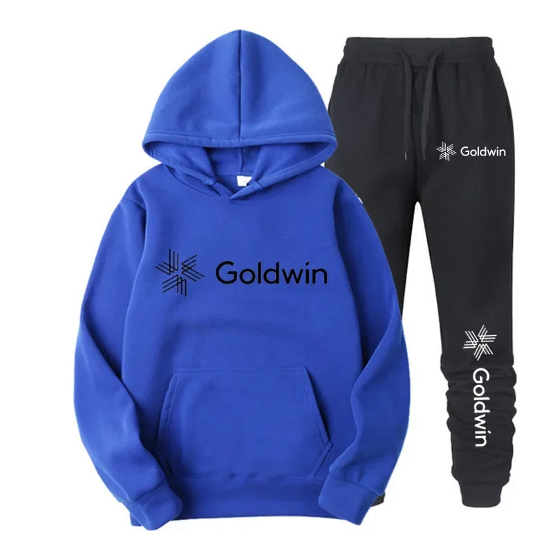 Golden New Men\'s Hoodie Sweatwear Running Wear Winter Fashion Sweater+2 Piece Sweatpants Set