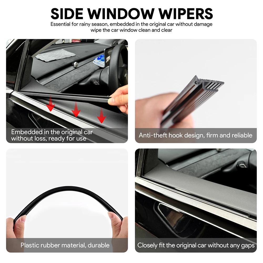 Car Side Window Wiper Blade for Tesla Model 3 Model Y 2019 2020 2021 2022 2023 Highland 2024 Car Interior Accessories