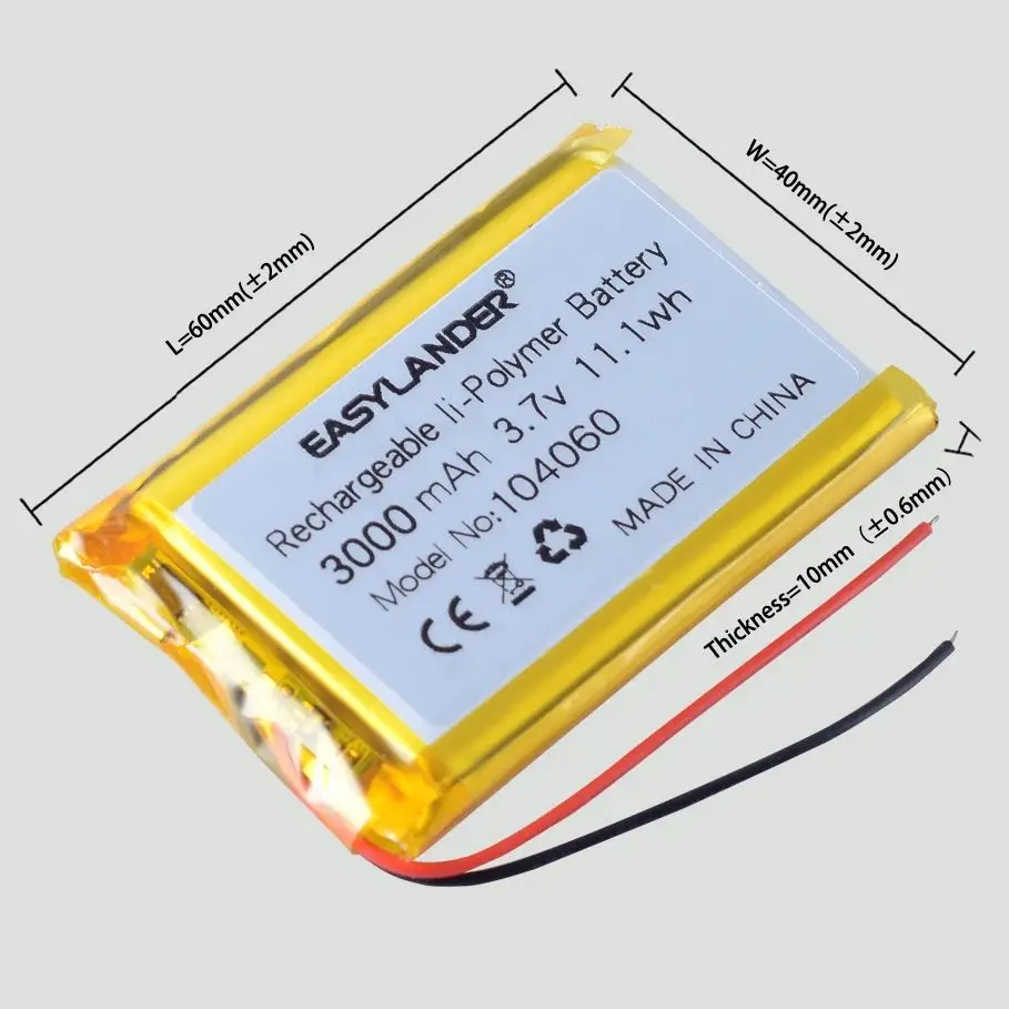 5Pcs/Lot 104060 3.7V 3000mAh Polymer Lithium Battery 304060 404060 504060 604060 704060 804060 904060