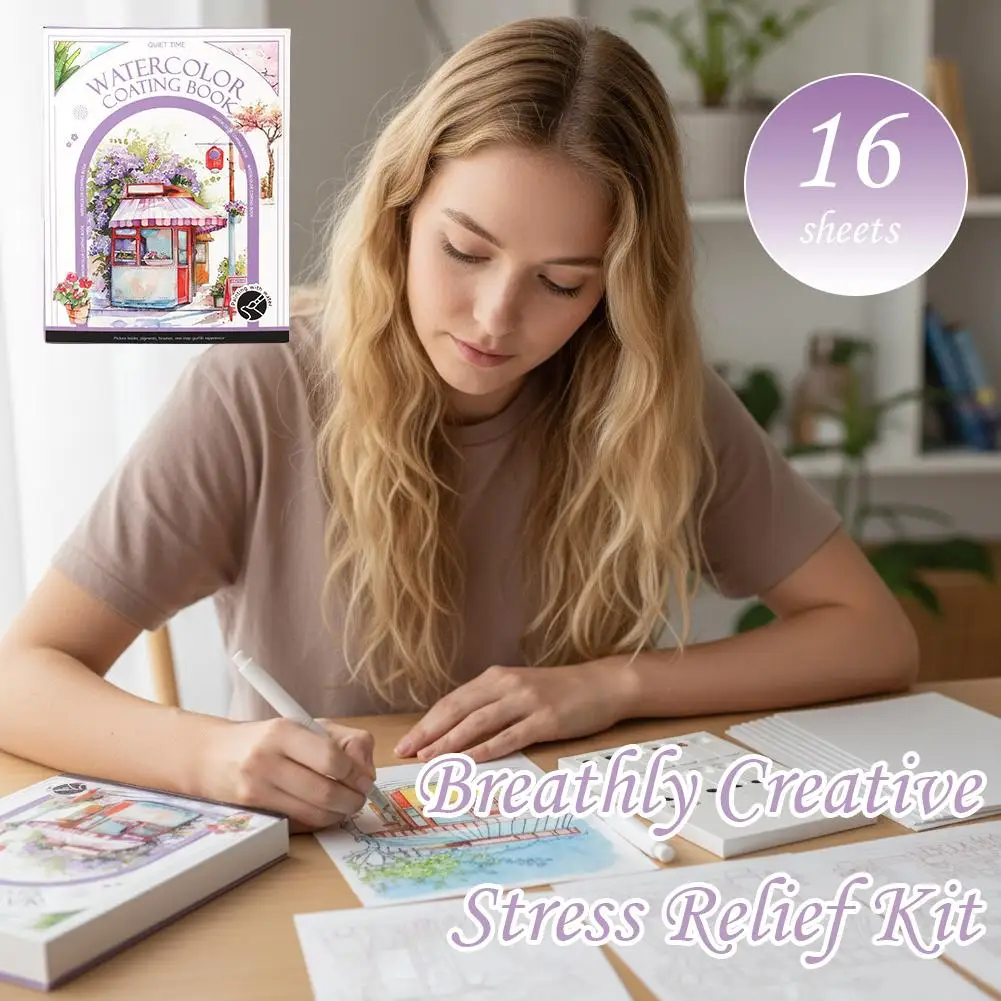 アートトラベル水彩画セット 子供用水彩塗り絵帳 教育的アートアクティビティ塗り絵付箋紙画用紙