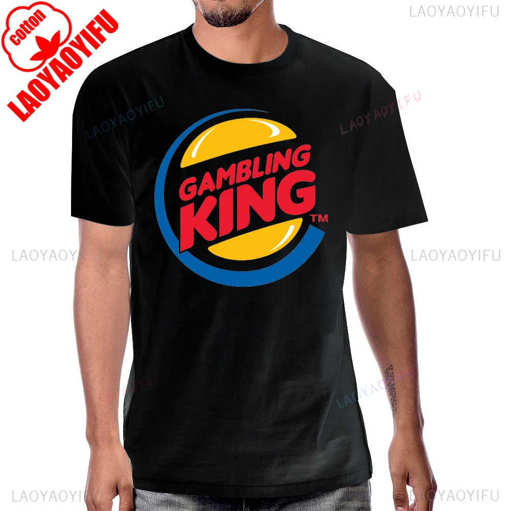 مضحك القمار الملك تي شيرت فيغاس الروليت فتحة بوكر القمار عادية موضة الشارع الشهير رجل التي شيرت القطن قصير الأكمام تي شيرت #2