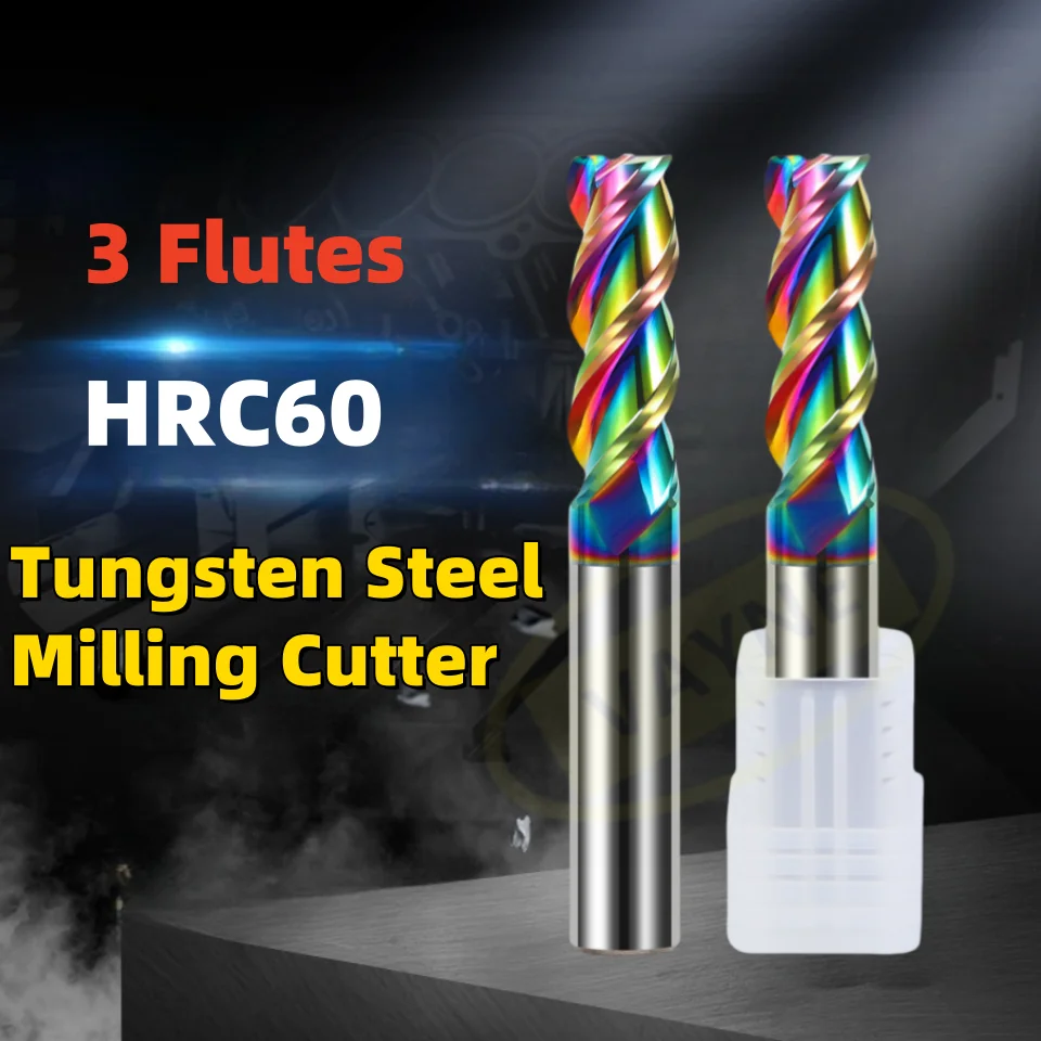 

1PCS 1-20 HRC55 3Flute Aluminium Copper nanocoating CNC Machine Tools Router Tungsten Steel Bit Milling Cutter End Mill Metal