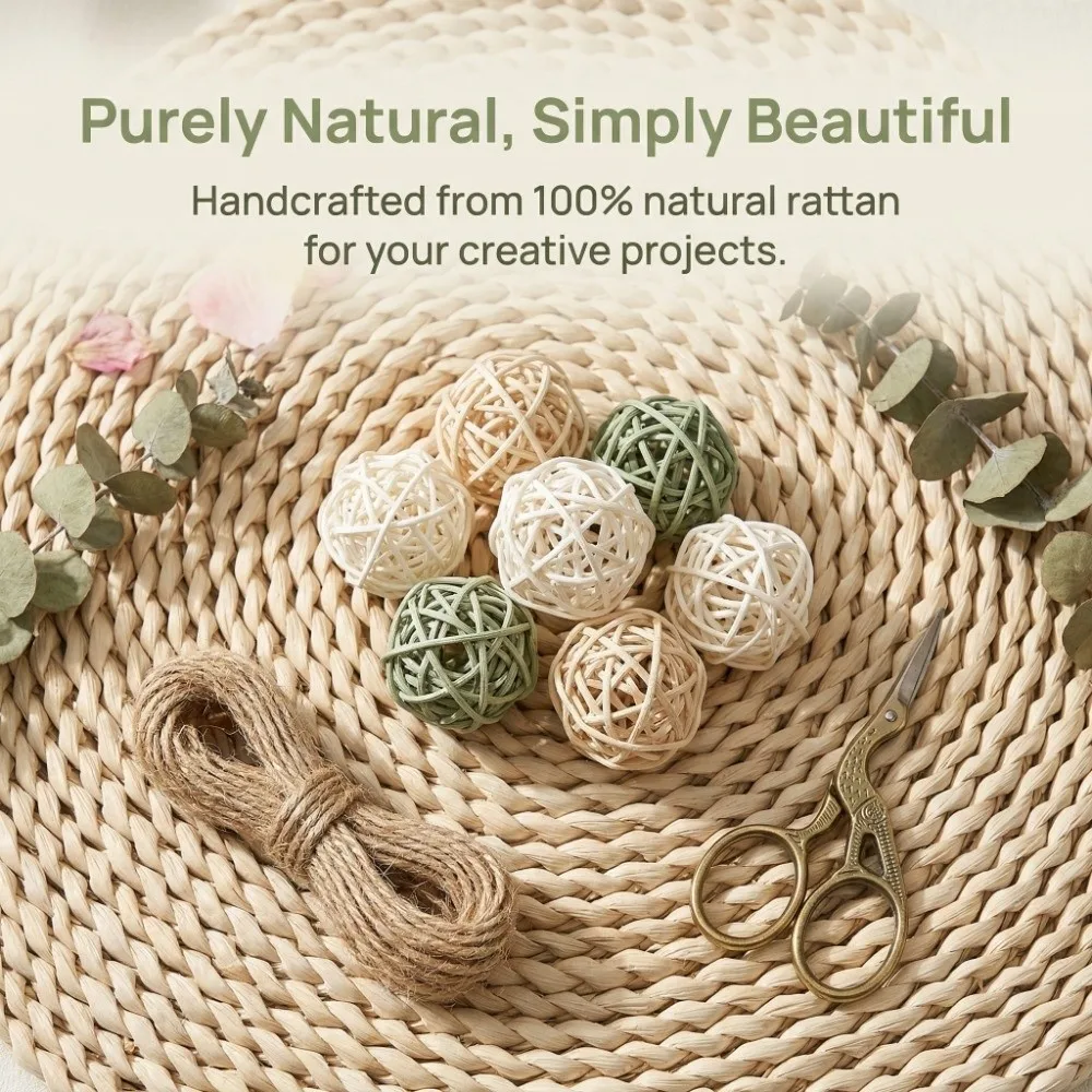 20 Pcs DIY 1.2 Inch Aromatherapy Rattan Balls Colorful Rattan Parrot Lightweight Handwoven Woven Balls Wedding