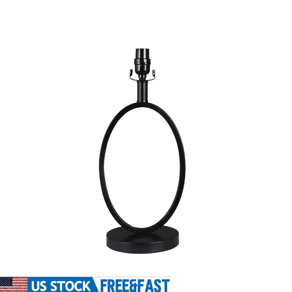 モダンなオープンサークルブラックメタルテーブルランプベース19インチトランジショナルデザイン理想的なホームオフィス寝室リビングルームの使用