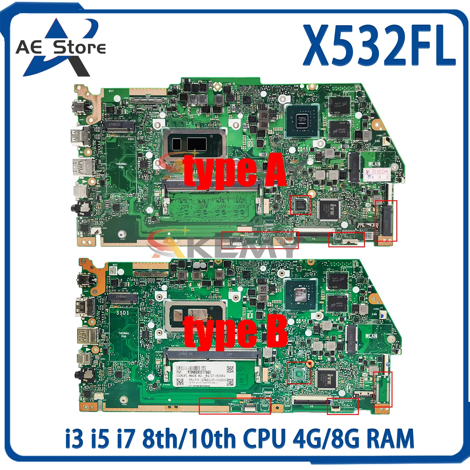 placa mae para laptop asus x532fl x532fac x532fac x532f x531f s531f placa mae com i3 i5 i7 8 10 cpu 4g 8g ram 01