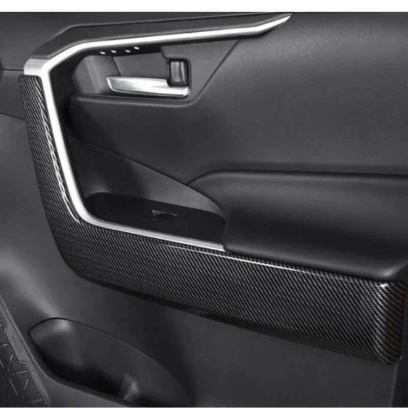 مقبض باب السيارة الداخلي مسند الذراع يغطي لتويوتا Rav4 2019 -2023 الديكور الداخلي درابزين عصا الكسوة 4 قطعة #4