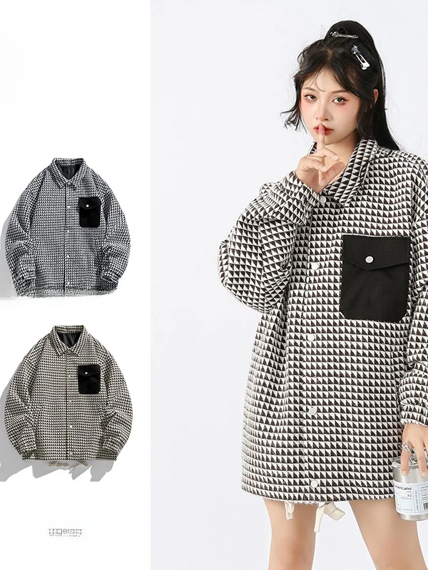 

Мужская куртка в клетку в стиле преппи, модная демисезонная верхняя одежда, прямой крой, длинный рукав, ветрозащитная, классический воротник