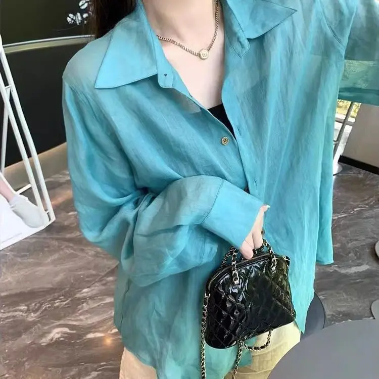 

Single-breasted long-sleeve sun protection shirt for women, new summer loose casual stylish top