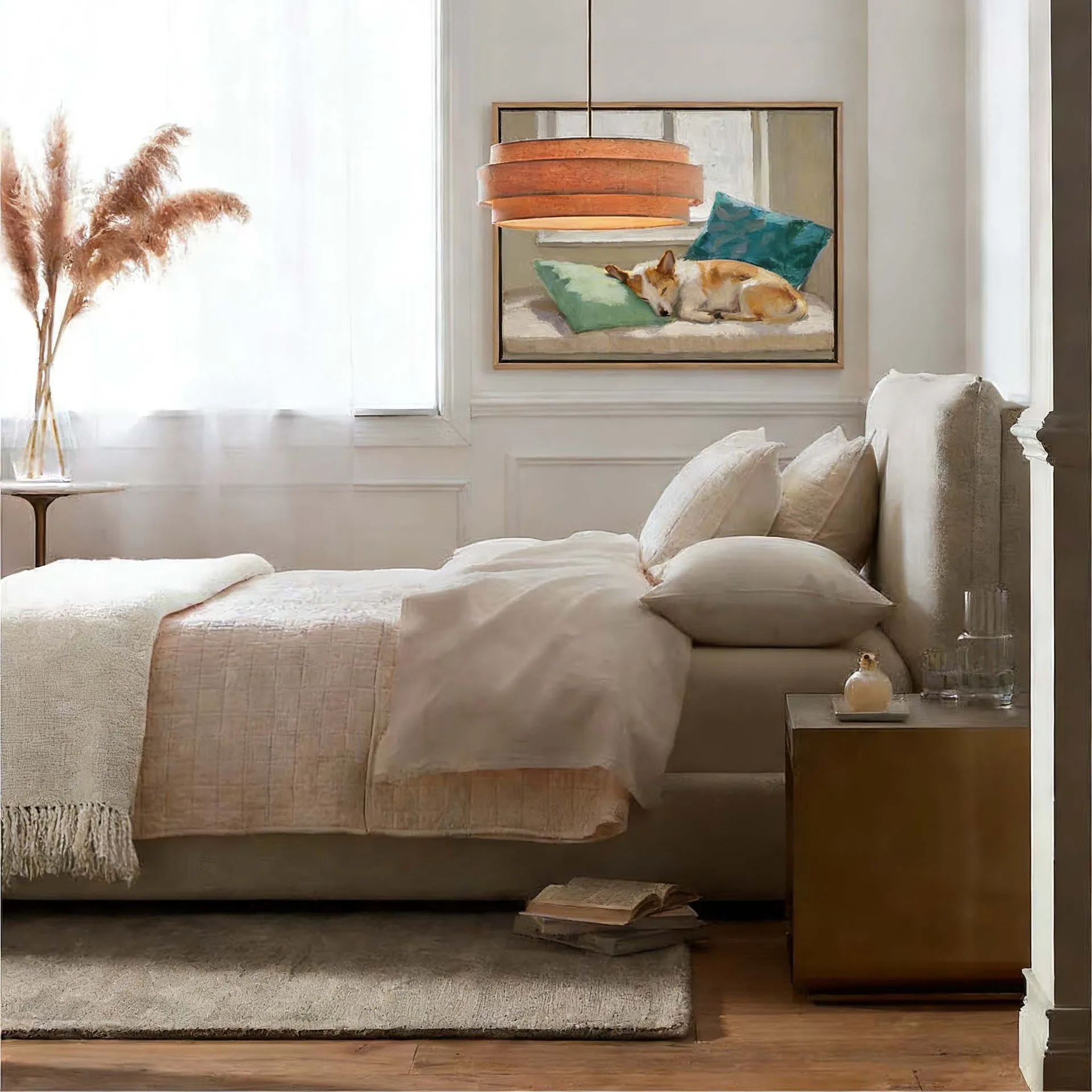 Hand-painted dog oil painting, soothing and decompression healing hanging painting, villa homestay hotel abstract decorative