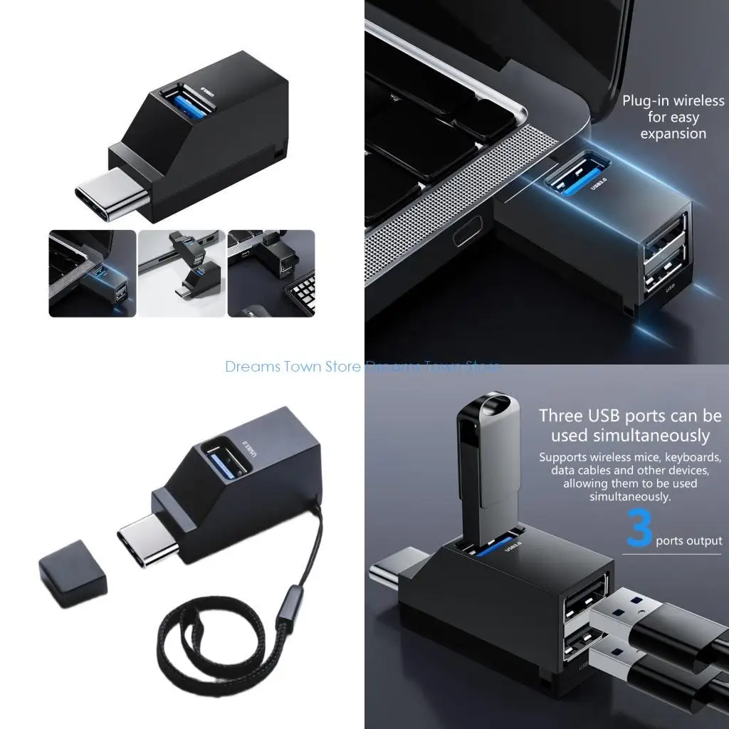 

HX6A USB3.0 Тип C Hub Splitter Double USB2.0 Порт бесшовного подключения для принтеров Gamepads широко используется