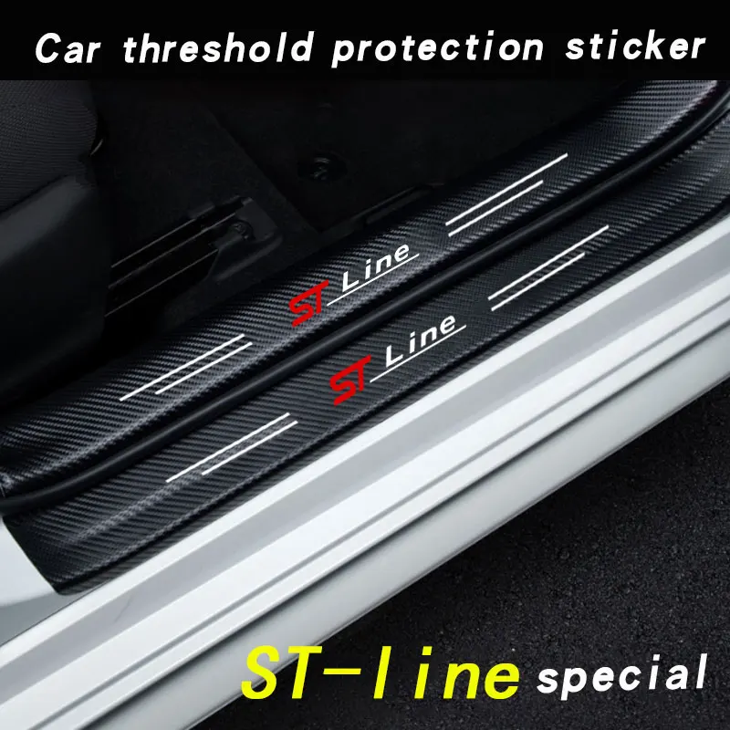 Leather Car Door Sill Plate Protector Stickers for Ford ST-line Focus 2 3 Mondeo Ecosport Kuga Mk4 Fiesta Mk3 Accessories