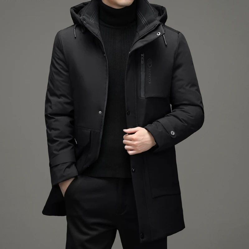 Parka longue à capuche thermique pour homme, veste, manteau, coupe-vent, doudoune, optique, hiver, nouveau, 2023