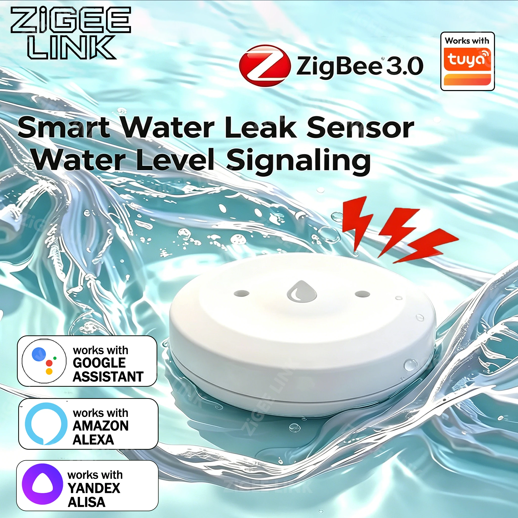 

Умный датчик воды Zigbee, детектор протечек воды, приложение для удаленного мониторинга, поддержка приложения Tuya Smart Life, Home Assistant