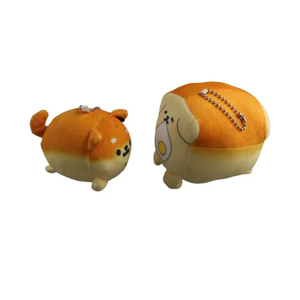 Toast Cute Bread Dog Key Chain Plush Bag Charms Plush Animal Pendant Car Key Keyrings Shiba Inu Cartoon Plush Doll Women