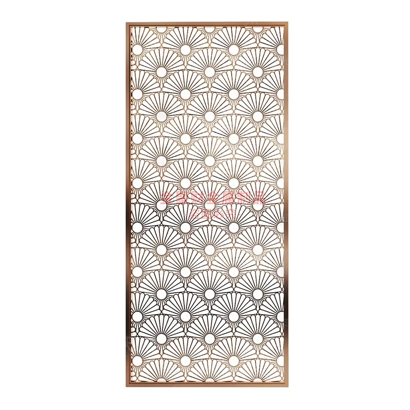 Custom. Hotel High-End Stainless Steel Folding Screen Restaurant Metal Partition Living Room Entrance Partition Background Wall
