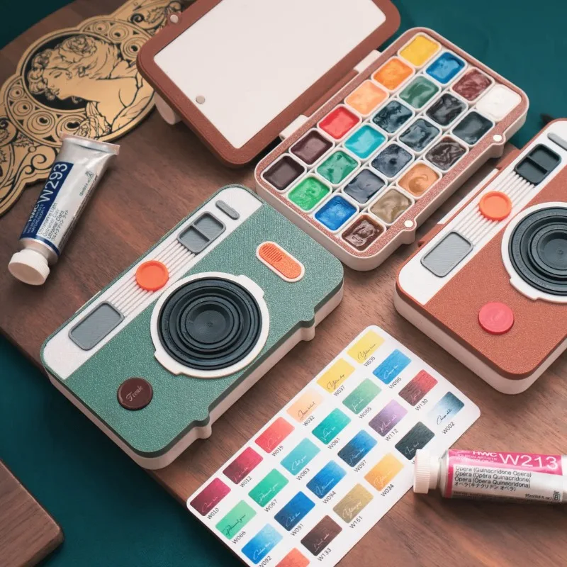 Portable Palette 24 Colors 1ml Sketching Camera Box Modeling Paint Box Holbein Watercolor Paint Student Travel Art Supplies