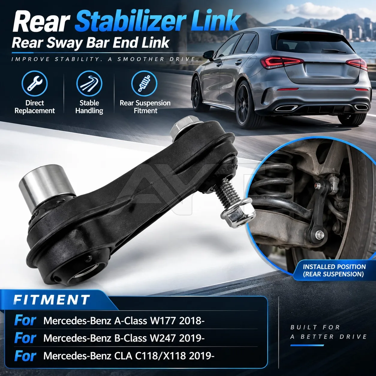 For Mercedes-Benz A-Class W177 2018 B-Class W247 2019- For CLA C118 X118 2019- A2473205300 Rear Stabilizer Link