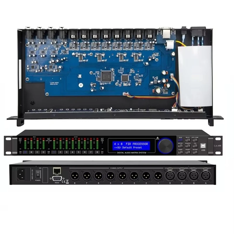24-Bit 3-input 6-output 4-in 8-out audio FIR processor system