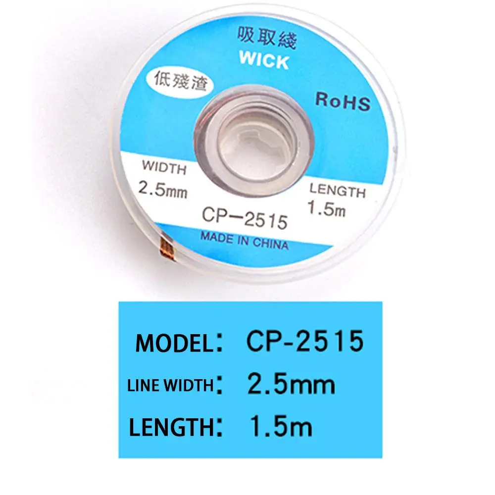 Imagem -06 - Desoldering Copper Welding Solda Removedor Fita Trança Fio de Solda Wick Tin Chumbo Cord Flux Bga Repair Tool mm 1.5 mm 2.5 mm mm 3.5 mm