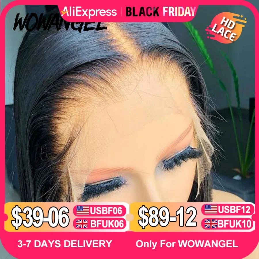 Wow Angel SKINLIKE Real HD Lace Front Wigs Short Bob Wig Blunt Cut Wig 13x4 HD Lace Frontal Human Hair Wigs Pre Plucked Glueless