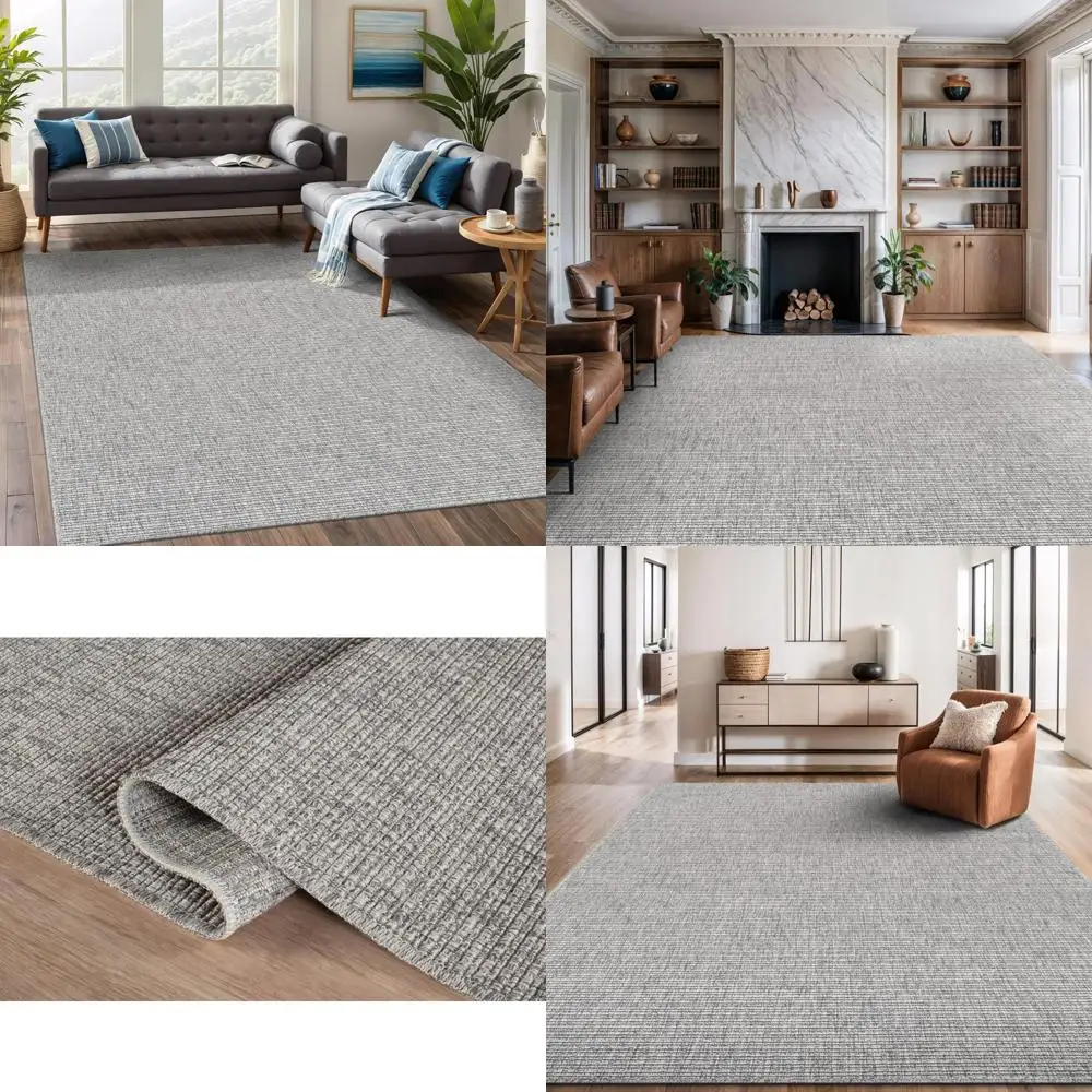 

Durable Gray Jute Area Rug, 8x10, Washable Indoor/Outdoor, Ideal for Living Room, Dining Area, Patio, Office, Stain Resistant