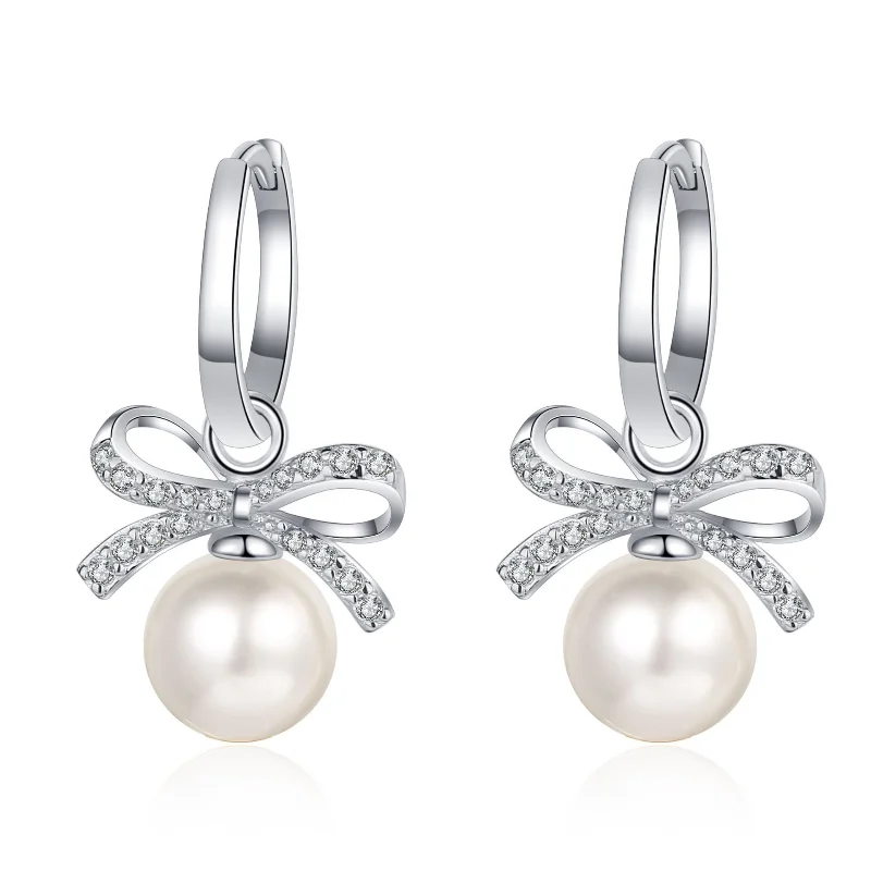 

S925 Sterling Silver Earrings with No Defects Freshwater Pearl Moissanite Earrings for Women