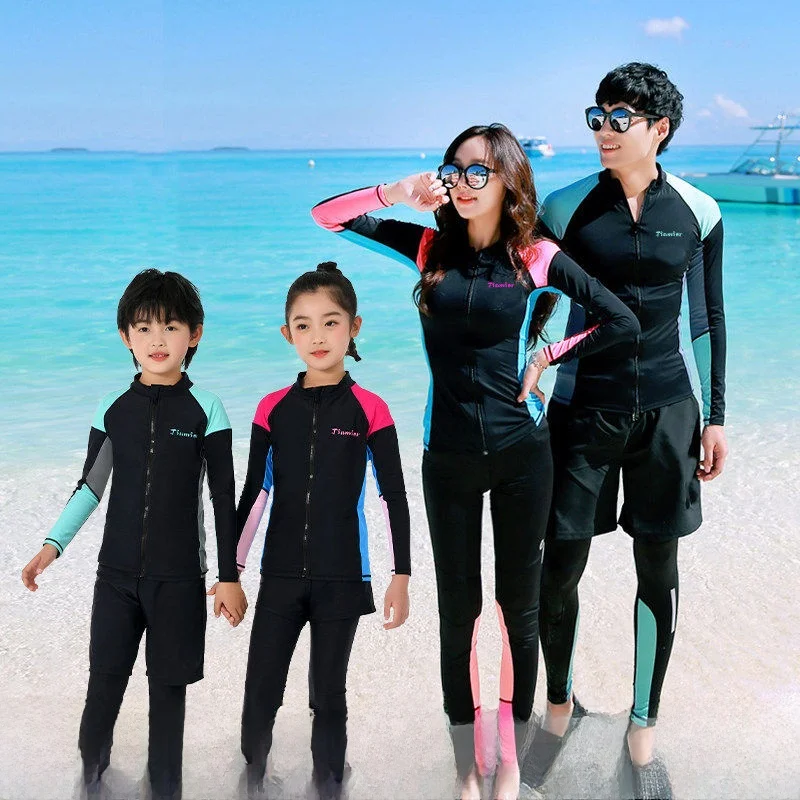 

Дышащий быстросохнущий костюм для серфинга с длинными рукавами и брюками, раздельный детский гидрокостюм, одежда для плавания для родителей и детей, нейлон, размер M