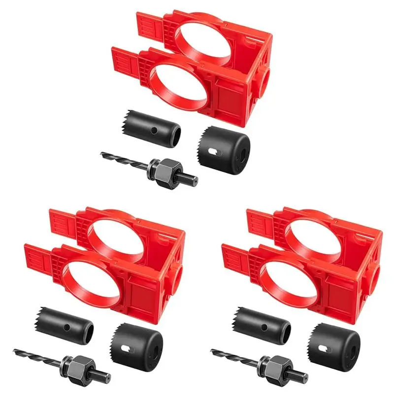 3X Door Lock Installation Kit,Door Hole Drilling Kit For Wooden Doors,Door Lock Hole Saw Door Knob Installation Kit