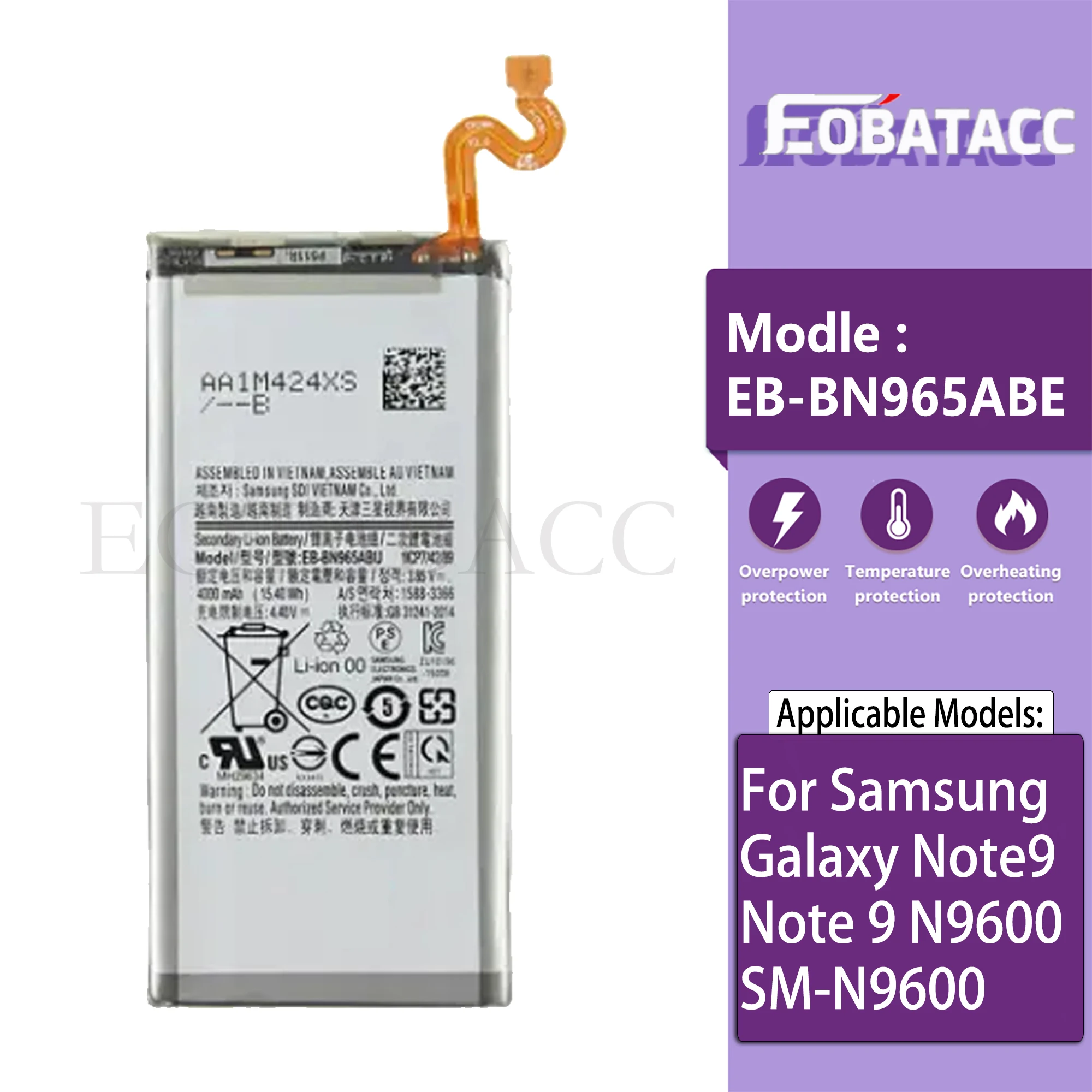 

100% Replacement EB-BN965ABE Battery For Samsung Galaxy Note9 Note 9 N9600 SM-N9600 Genuine Battery EB-BN965ABU 4000mAh