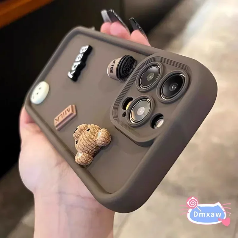 Coffee Bear Silicone Case For Vivo V40 V30 SE V30E Y200i Y19S Y200E Y100+ Y38 Y58 T3X Y79 Y75S Y71S Y73 V20 V7 Plus 5G 4G Cover