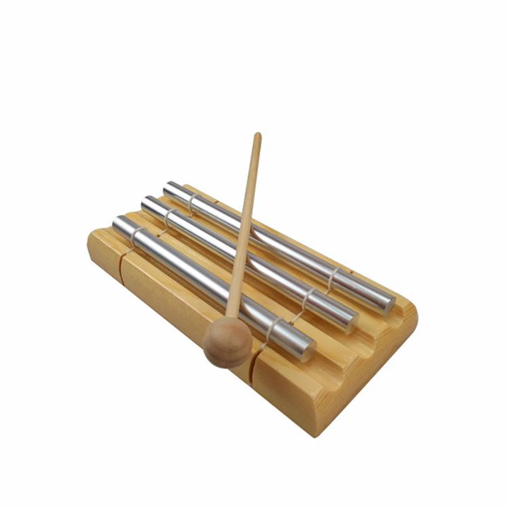 

Three Tone Wind Chime Durable Kids Musical Toys Toddler Percussion Instruments Stable Base Smooth Surface Calming Sound
