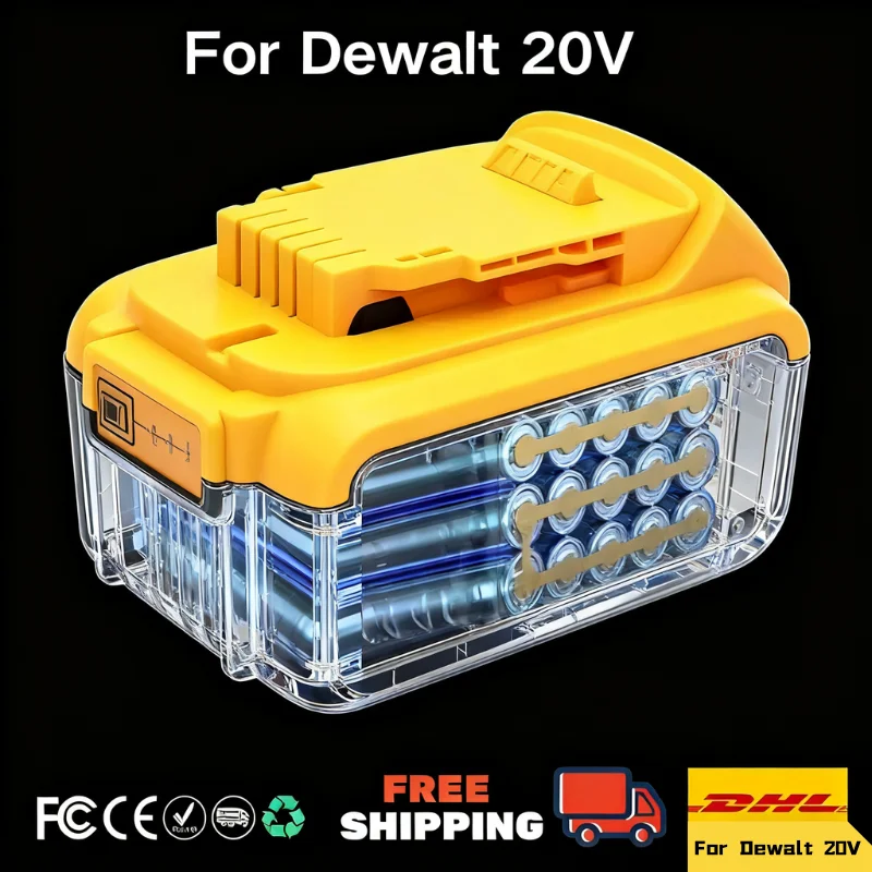 👍 Для аккумулятора DCB200 20 В, совместимая с электроинструментами dewalt, 18 В, 12 Ач, перезаряжаемые литиевые батареи для электроинструмента, 20 В, 18 В