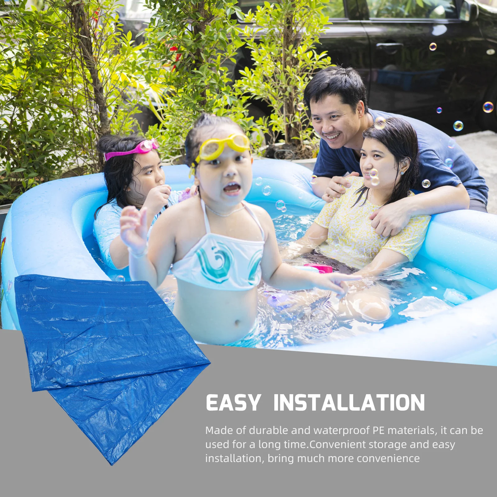 

Inflatable Swimming Pool Protective Cover Durable Waterproof Square Rectangular Tub Cover Outdoor Easy Install