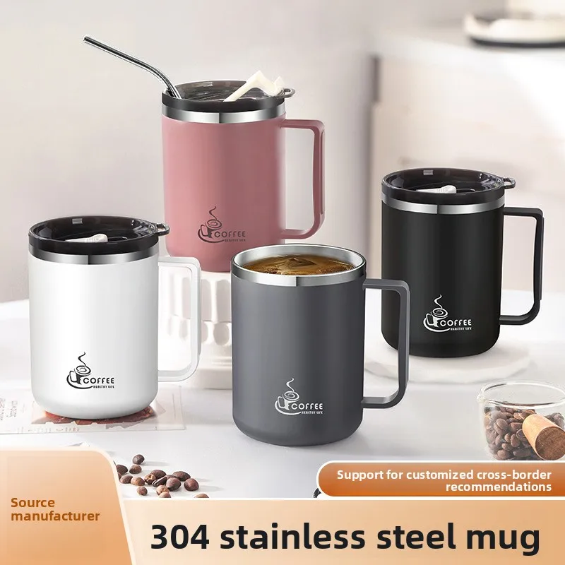 Mug 304 Stainless Steel Anti Fall With Lid Student Dormitory Milk Cup Men Women Home Water