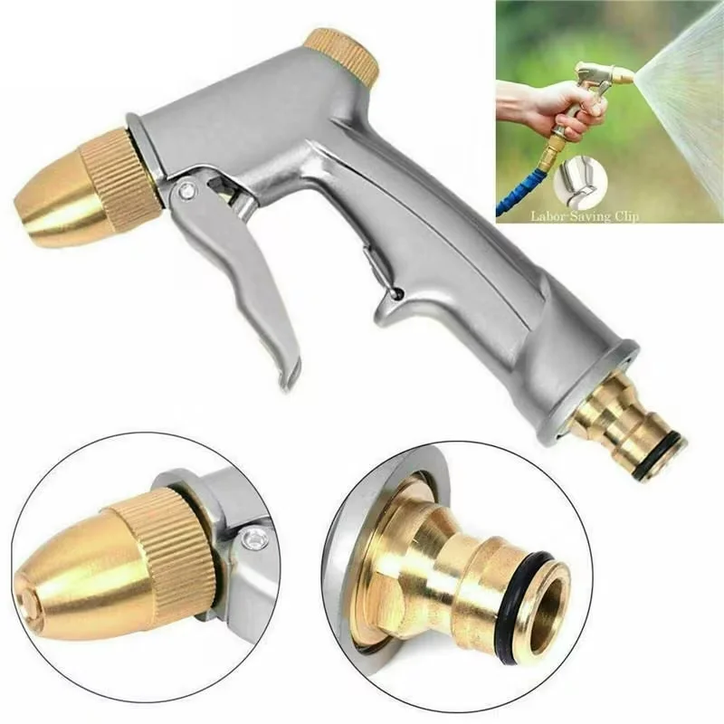 High-Pressure Brass Nozzle Water Gun Garden Hose Sprayer for Lawn Watering Car Washing Multi-Purpose Cleaning Tool