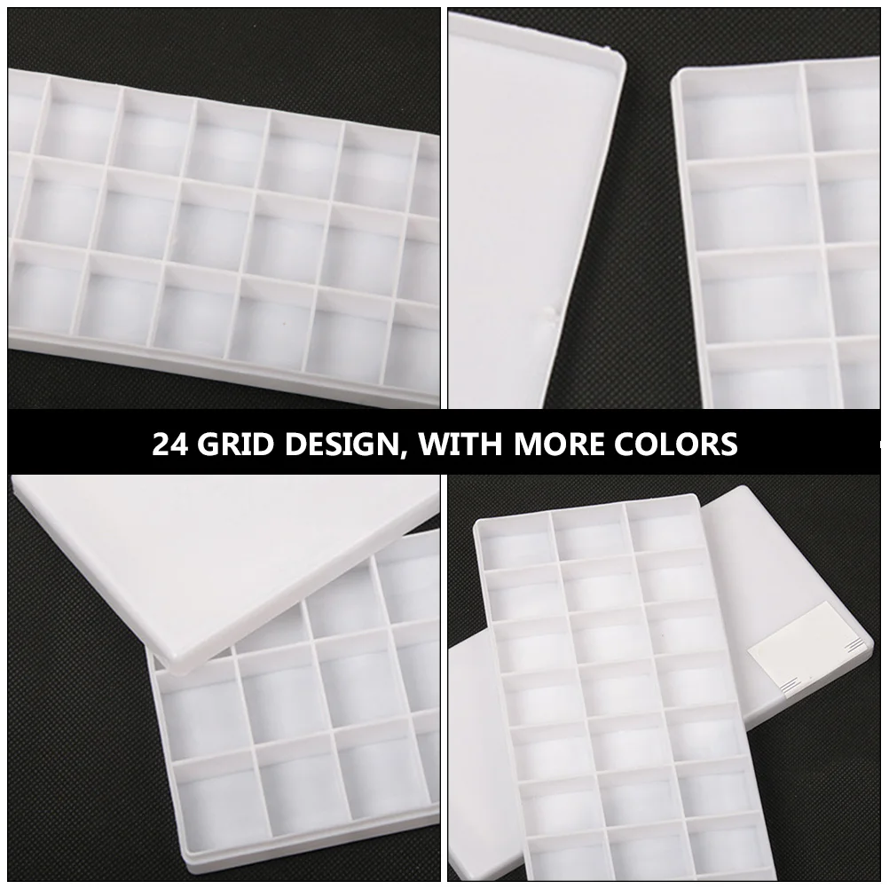 

3Pcs 24-Grid Watercolor Pigment Box Durable Practical Color Mixer Tray Easy Clean Storage Suitable for Artists Students