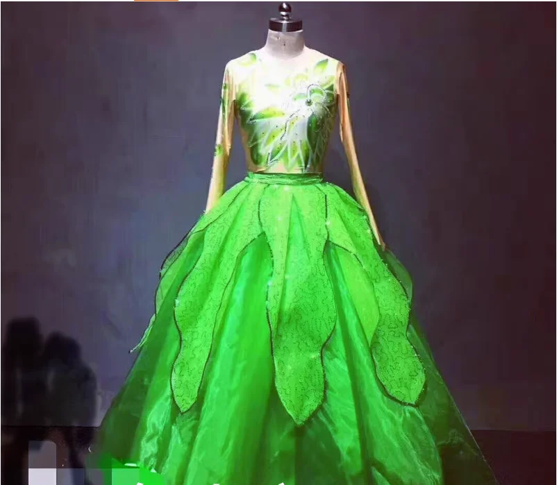 

Adult New Atmospheric Modern Choir Song and Dance Performance Costumes, Classical Dance Swing Long Skirt