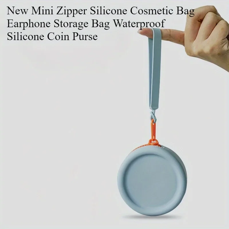 1Pc New mini zipper silicone makeup bag headphone storage bag waterproof silicone coin wallet