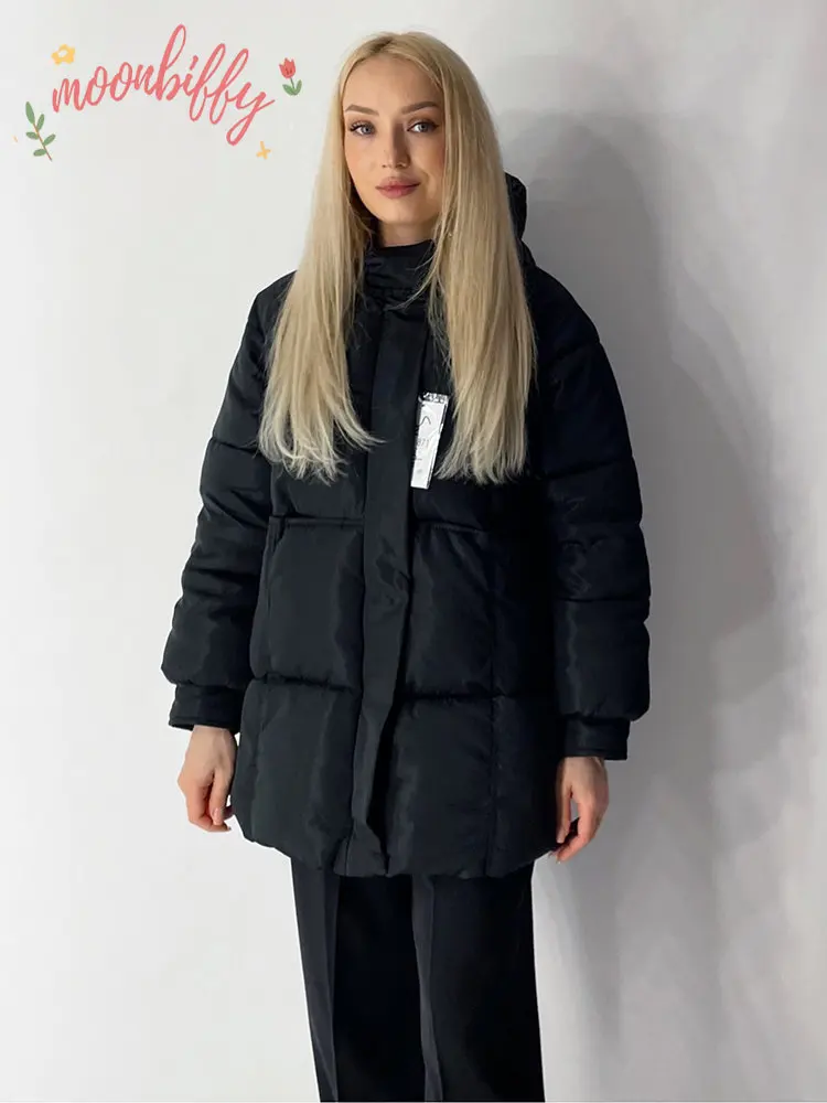 Women\'s Fall Winter Jacket 2022 Fashion Ladies Coat with Hood Long Oversized Jacket Loose Warm Outerwear Puffer Parkas