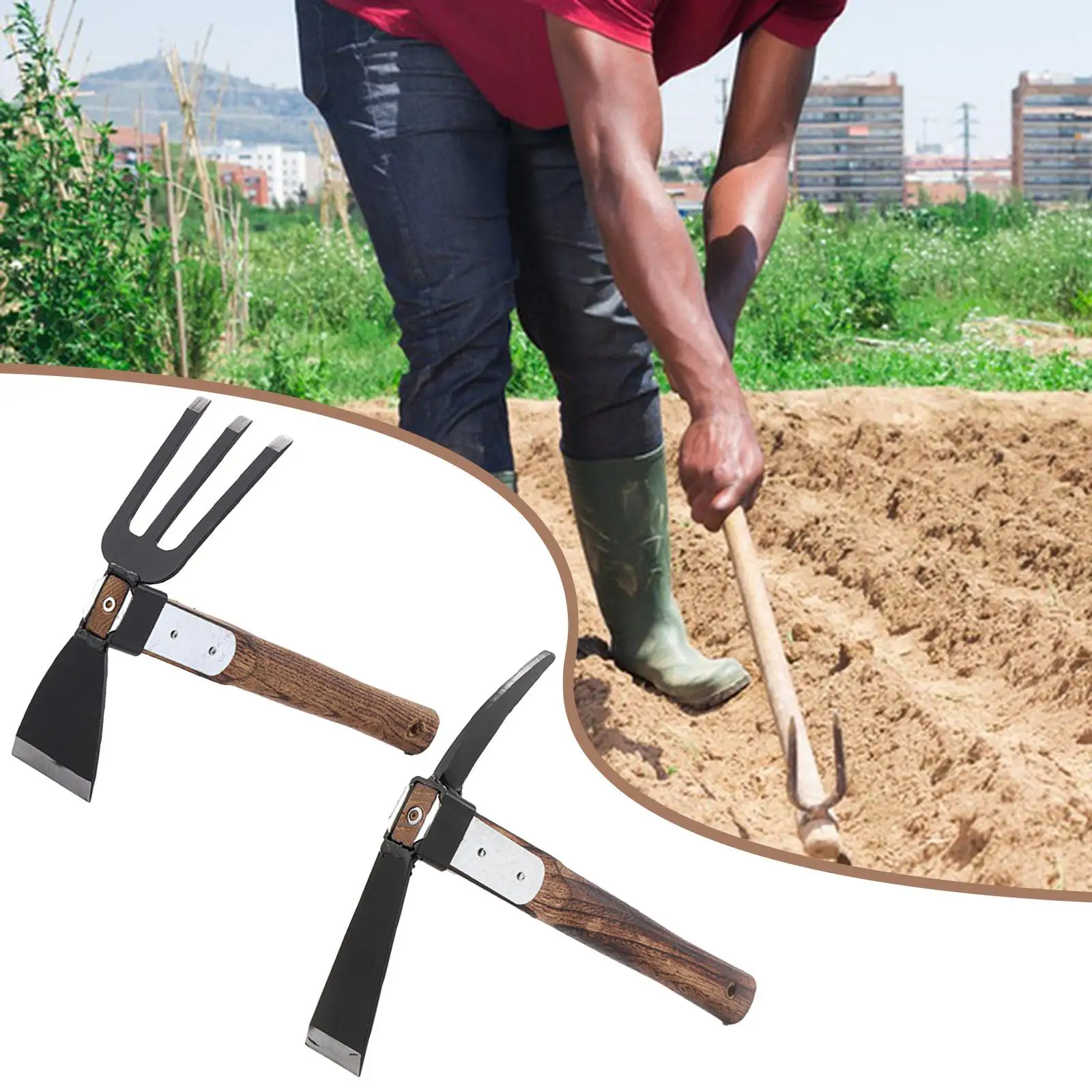 

Двухсторонняя мотыга-культиватор из углеродистой стали, садовые грабли-рыхлитель, ручной инструмент для обработки почвы, рыхления, посадки, ухода за газоном