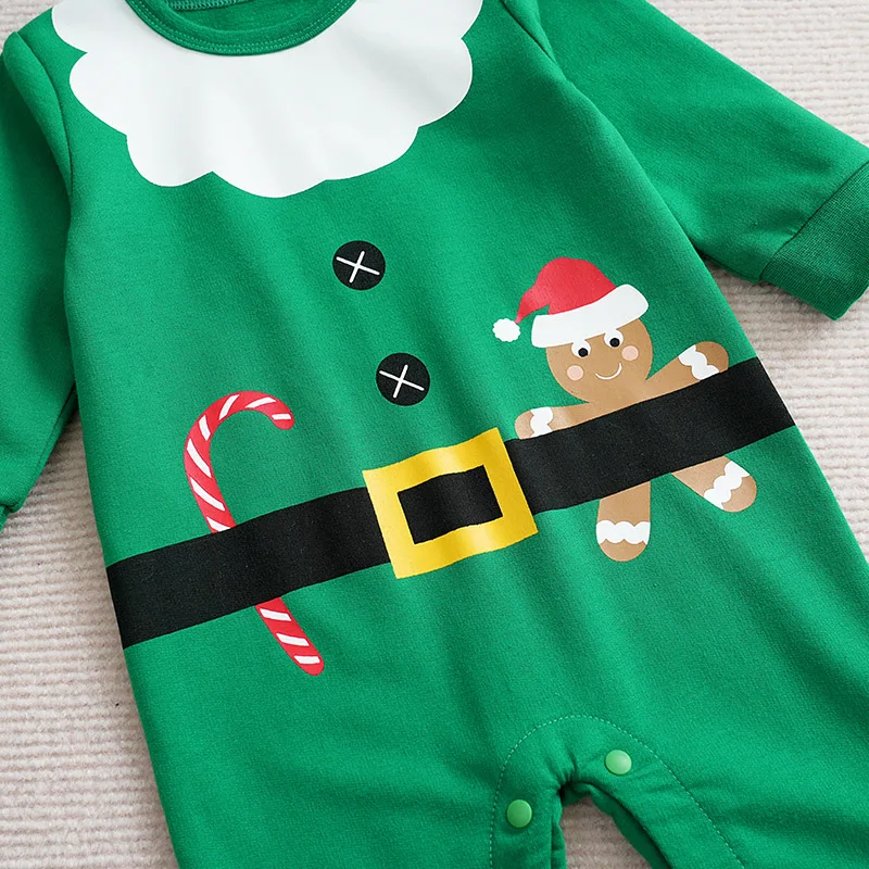 Christmas Gingerbread Man Newborn Clothes Comfortable And Soft 0-18 Boys And Girls Spring And Autumn Long Sleeved Baby Jumpsuit