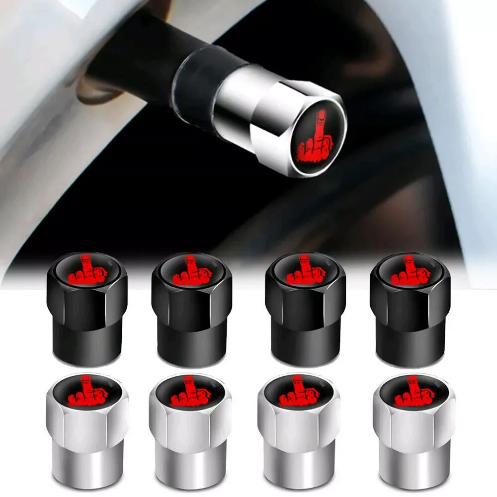 

4x Car Styling Funny Middle Finger Wheel Tire Valve Stems Caps Car Wheel Tire Stem Air Valve Caps Tool Accessories Universal