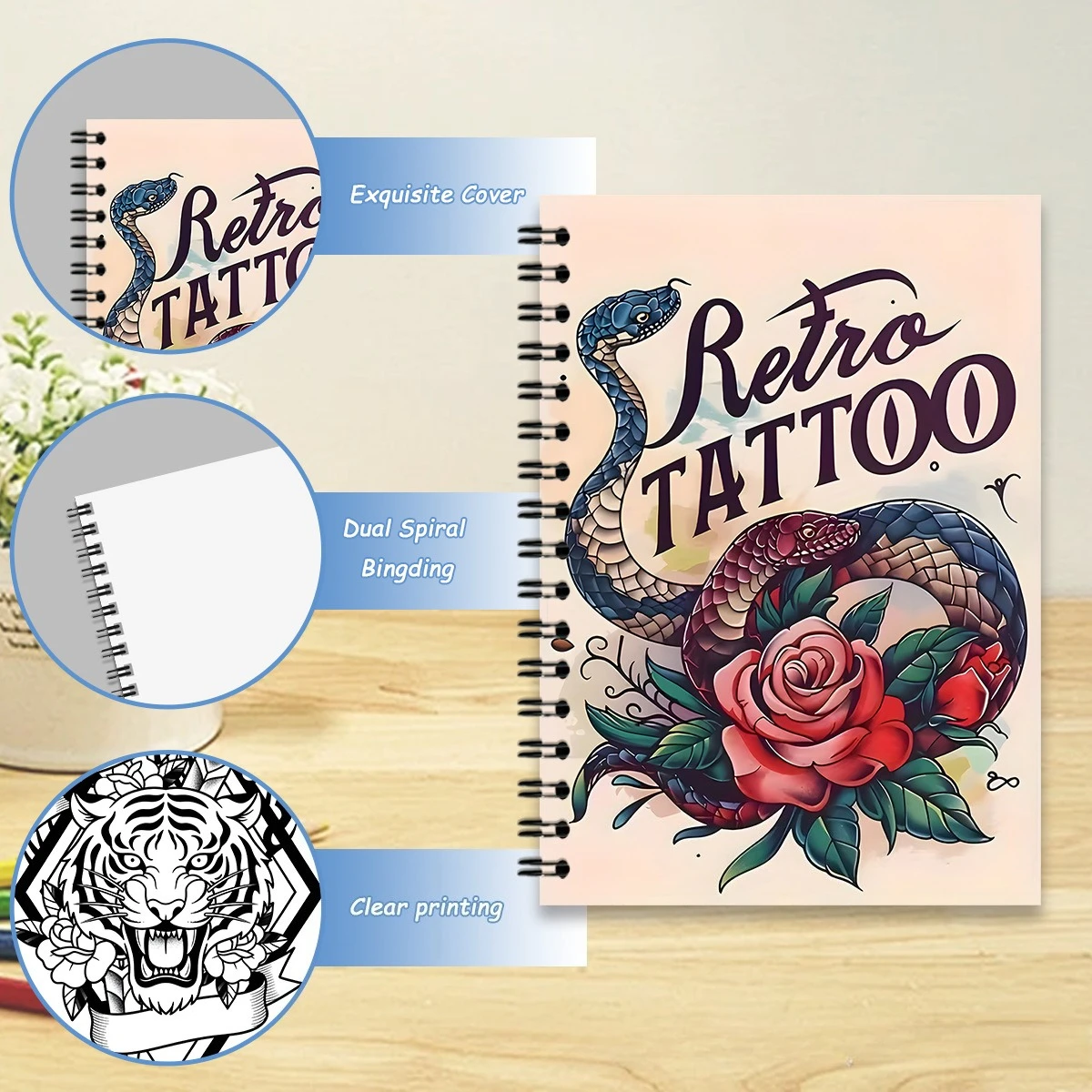 A4 Retro Tattoo Adult Coloring Book 24 Pages Traditional Old School Flash Art Relaxing Creative Therapy Gift