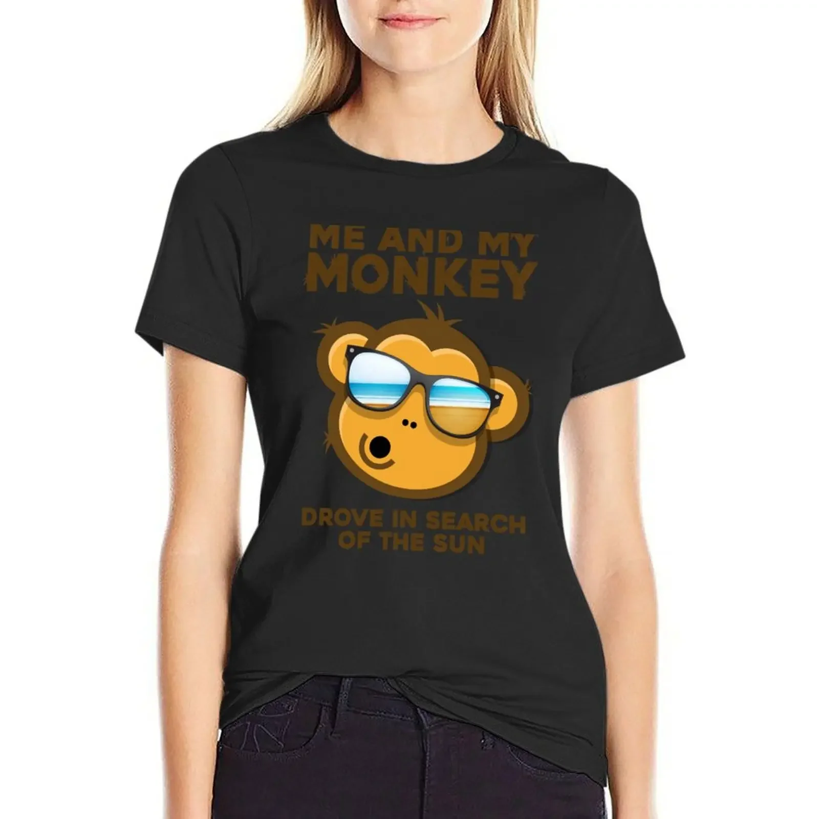 

onkey Sun Humor Me and my Monkey Mind Crazyness T-Shirt Aesthetic clothing blacks plus sizes Woman T-shirts