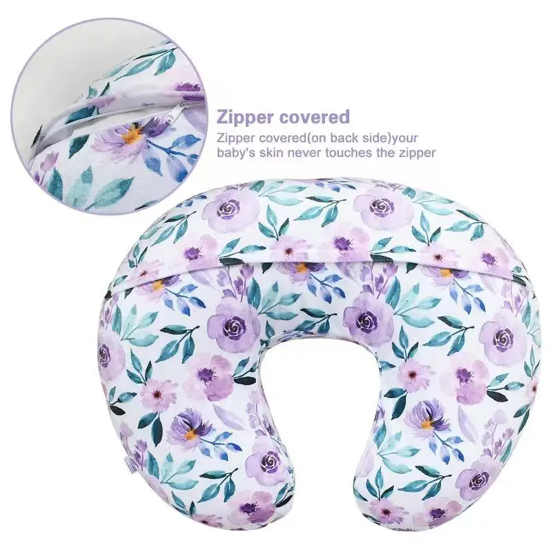 Baby Nursing Pillow Cover Printing Design Minky Breastfeeding Pillow Slipcover Ultra Soft Snug Fits On Newborn Nursing Pillow